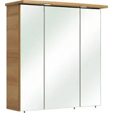 Saphir Spiegelschrank Quickset 919 Badschrank, 3 Spiegeltüren, 6 Einlegeböden, 65 cm breit inkl. LED-Beleuchtung, Türdämpfer, Schalter-/Steckdosenkombination beige