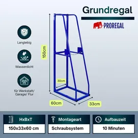 Proregal Grundregal Metall 150x36x60 cm Blau