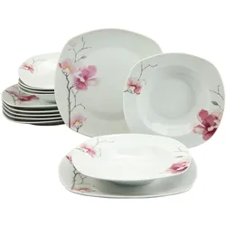Tafelservice CREATABLE "Amelie Aiko, Tafel-Service 12-tlg", weiß, 12 tlg., Porzellan, Geschirr-Sets, Blumendekor