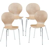[en.casa] Esszimmerstuhl Etne Holz Metall Natur/Chromfarben 4er Set