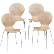 [en.casa] Esszimmerstuhl Etne Holz Metall Natur/Chromfarben 4er Set