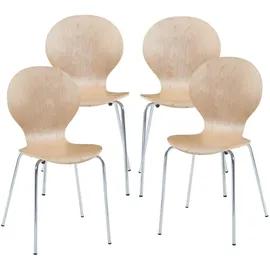 [en.casa] Esszimmerstuhl Etne Holz Metall Natur/Chromfarben 4er Set