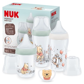NUK Perfect Match Ab 0 Monate | Passt sich dem Baby an | 3 Anti-Colic-Babyflaschen und Space-Schnuller | BPA-frei | Disneys Winnie Puuh | 4 Stück
