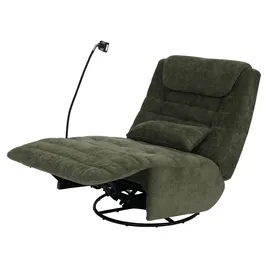 Mendler Relaxsessel HWC-P92 Chenille 82 x 96 x 0 cm Grün drehbar mit Liegeposition