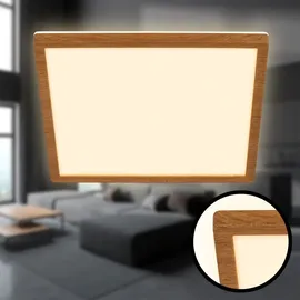 Briloner - LED Deckenlampe Holz Deckenleuchte Wohnzimmer Indirektes Licht Flach Warmweiß