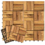 Clanmacy Holzfliesen Terrassenfliesen 30x30cm, Balkonfliesen 1-10, Akazienholz - 4qm, 44er Set, 44 St., 30x30cm = 1qm pro Fliese, rutschfest, Stecksystem, langlebig
