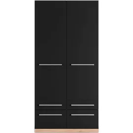 Priess Kleiderschrank PRIESS "Schrank Garderobe Wäscheschrank Barcelona in 5 Breiten", braun (eichefarben artisan, schwarz), B:94cm H:193cm T:54cm, Holzwerkstoff, Schränke, Kleiderschrank, viel Stauraum, geräumige Schubkästen, mit Spiegel, MADE IN GERMANY