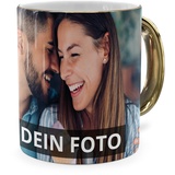 PhotoFancy® - Fototasse vollflächig Bedruckt - Personalisierte Panorama-Tasse mit eigenem Foto selbst gestalten - Gold Glänzend