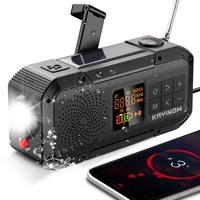 KAYINOW Solar Kurbelradio, 5W IPX5 wasserdichte Bluetooth-Lautsprecher mit 2000mAh USB Akku Powerbank, AM/FM/UKW Notfallradio, Tragbare, Dynamo,Taschenlampe, Kompass, SOS, Camping Outdoor Ausrüstung