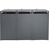 MCW XL 3er/6er-Mülltonnenverkleidung MCW-J81, Mülltonnenbox, Metall 95kg anthrazit ~ gold