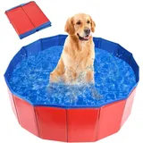 Hunde Pool, Hunde Planschbecken, Faltbarer Pool für Hund und Katze, Hundebadewanne, Hundepool Klein, Hundepool fur Große Hunde, Bademuschel für Hunde mit Wasserablassventil (60 x 20 cm)