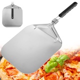 QINERSAW Klappbar Pizzaschieber Edelstahl Pizzaschaufel für Pizzastein Pizzaschieber für Große Pizza Pizzaschaufel Metall Pizza Zubehör Pizzaheber Pizza Paddle Pizza Peel Pizzawender mit Pizza Roller