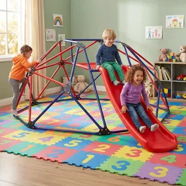 Tectake Klettergerüst mit Rutsche 185 x 243 x 90 cm Blau/Rot