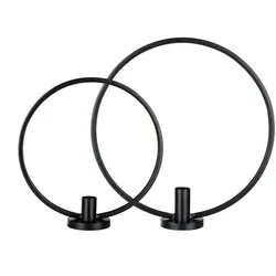 2er Set Kerzenhalter Ring Kerzenständer Kerzenleuchter Stabkerzen Tischdeko