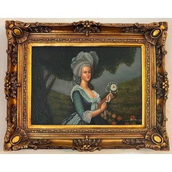 Casa Padrino Barock Ölgemälde Gräfin Mehrfarbig / Gold - Handgemaltes Antik Stil Gemälde mit Prunk Rahmen - Wand Deko im Barockstil - Barock Deko Accessoires