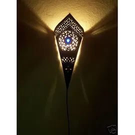 Marrakesch Orient & Mediterran Interior Wandleuchte Fatma Blau Metall - H 50cm Handarbeit Orientalisch