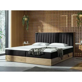 Mirjan24 Boxspringbett Harmony, Polsterbett mit zwei Bettkästen, Doppelbett mit Topper, Stilvoll Schlafzimmer (Soro 100, Größe: 160x200 cm) - Grau/Beige