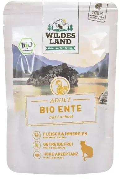 Wildes Land Katzen Nassfutter Ente mit Lachsöl bio