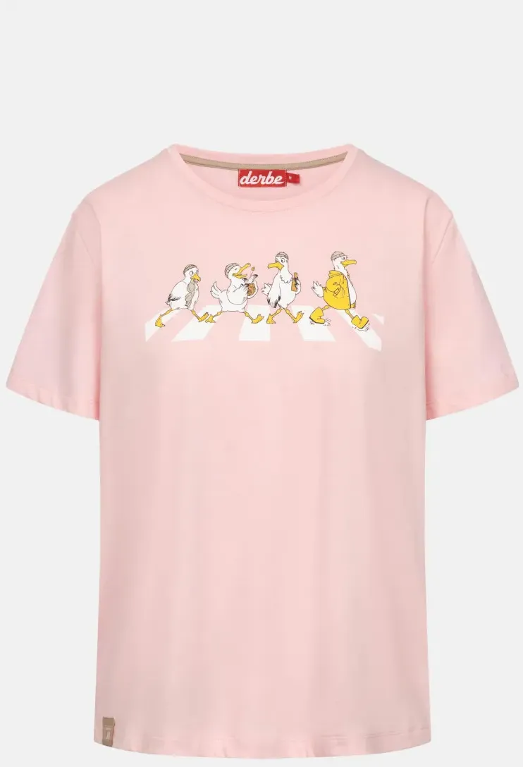 Derbe T-Shirt Abbeymöwen Damen Rosa GOTS Organic