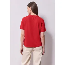 street one studio STREET ONE STUDIO, Damen, Gr. 44, rot (mandarin rot), Stoff, 60% Viskose, 40% Polyester, unifarben, normal normal, Rundhals, abgesteppt, Shirts T-Shirt, aus elastischem Materialmix