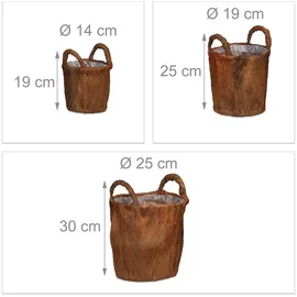 Relaxdays Pflanzkorb Kokos Set 3-tlg.