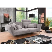 set one by Musterring Big-Sofa SO 4500, Füße chromfarben, wahlweise mit Kopfstütze, Breite 260cm, in Cord grau