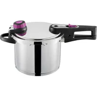 GSW Schnellkochtopf System Plus, Edelstahl 18/8 (1-tlg), Dampfkochtopf, Ersatzdichtungsring und Einsatz, Ø 22cm, 6 L, Induktion silberfarben