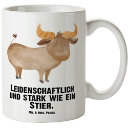 Mr. & Mrs. Panda Tasse Sternzeichen Stier – Weiß – Geschenk, Grosse Kaffeetasse, Stier Stern, XL Tasse Keramik weiß