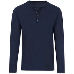 Longsleeve TRIGEMA "TRIGEMA Langarmshirt mit Knopfleiste", Herren, Gr. XXXL, blau (navy), 100% Baumwolle, casual, Langarm, Shirts