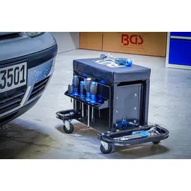 BGS Werkstatthocker Stahl blau mit 3 Schubladen