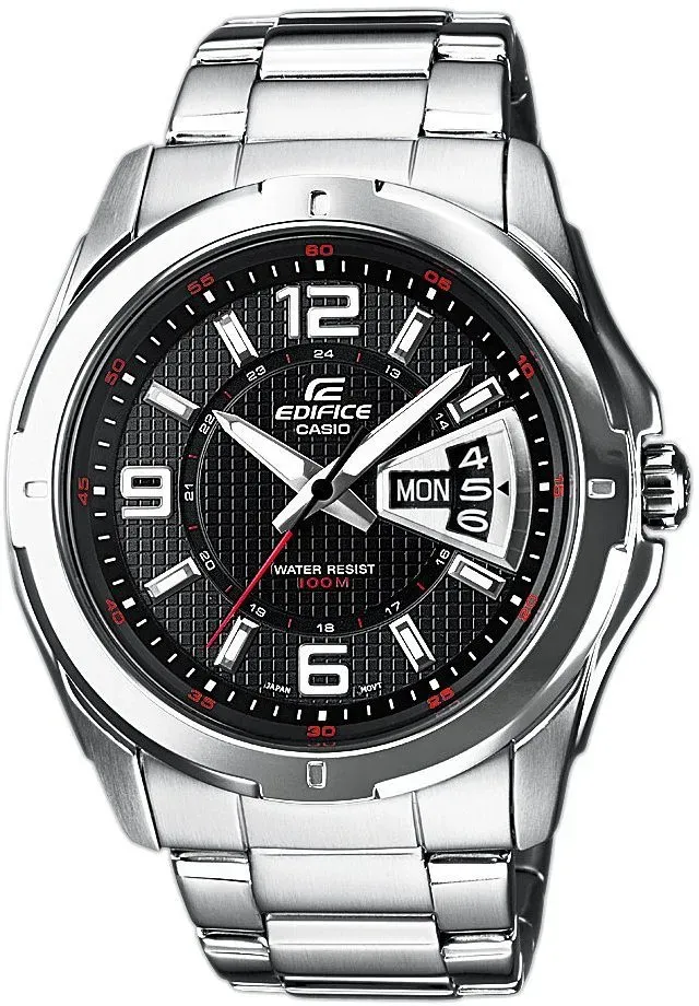 Quarzuhr CASIO EDIFICE, schwarz (silberfarben, schwarz), Armbanduhren, Herren, Quarzuhr, Armbanduhr, Herrenuhr, bis 10 bar wasserdicht, Datum, Wochentag