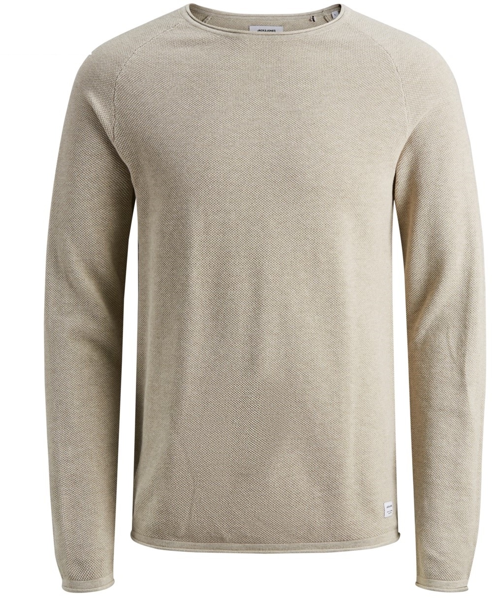 Jack & Jones Herren Sweater Pullover mit Rundhals Ausschnitt JJEHILL Beige Grau XL