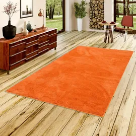 Pergamon Luxus Super Soft Hochflor Langflor Teppich Silky Orange, 140x200cm