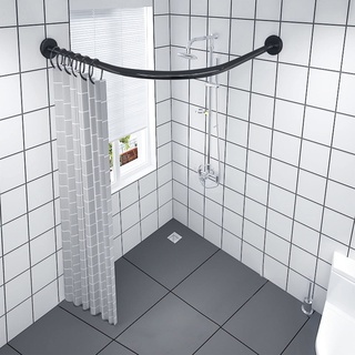 YTGH Ausziehbare Duschvorhangstange L Form Ohne Bohren Ecke Eckduschstange Aus Edelstahl,Duschvorhangstange Rund Für Eckbadewanne Kein Durchhängen,B,60~80×80~120 cm