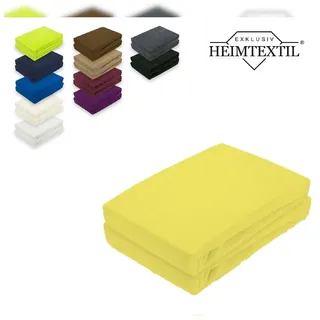 EXKLUSIV HEIMTEXTIL Doppelpack Marke Frottee Spannbettlaken Gelb 90 x 200 cm