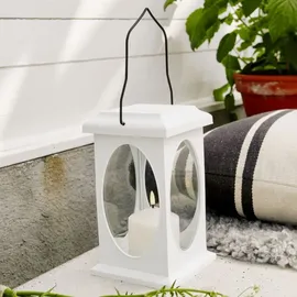 StarTrading Laterne Kunststoff Metall 23x13,5 cm Batteriebetrieb Timer weiß
