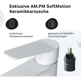 AM.PM Einhebel-Waschtischarmatur Hit Wasserhahn Bad aus Messing, Mischbatterie FTA02233 M-Größe Weiß