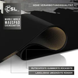CSL Gaming Mauspad, XXL Schreibtischunterlage 900 x 400mm, Präzision & Geschwindigkeit, Marmor schwarz