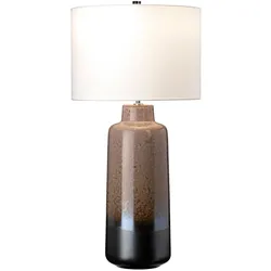 Tischlampe Maryland 1-flammig - Hellbraun und Mattgraphit mit weißem Schirm - MARYLAND-TL