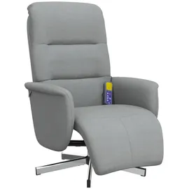 vidaXL Massagesessel mit Fußteil Stoff 84 x 105 x 84 cm Hellgrau drehbar