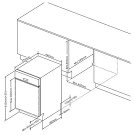 Amica EGSP 560 911 E Einbau-Geschirrspüler (teilintegrierbar, 448 mm breit, Edelstahl)