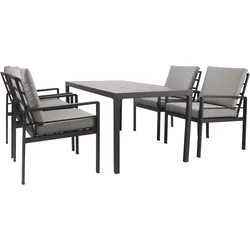 Garten-Essgruppe KONIFERA "»New Jersey«", schwarz (schwarz, dunkelgrau), Aluminium, Sitzmöbel-Sets, Aluminium