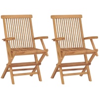 Möbel Outdoor Relaxsessel,Balkonstuhl Gartenstühle 2 Stk. Klappbar Massivholz Teak DE71402