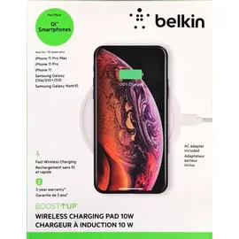Belkin F7U082VFWHT Ladegerät für Mobilgeräte Smartphone Weiß USB Kabelloses Aufladen Schnellladung Drinnen