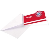 Amscan 9906515 - FC Bayern München Einladungskarten mit Umschlägen, 8 Stück, Größe 13,9 x 8 cm, Klappkarte aus Papier, Party, Geburtstag