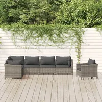 Ankonbej 7-tlg. Garten-Lounge-Set mit Kissen Grau Poly Rattan