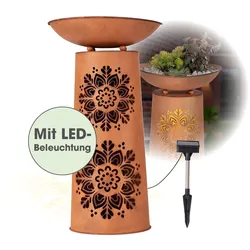 EASYmaxx LED-Dekosäule Rost-Optik Mandala rund