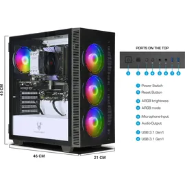 Ankermann Highscore Gaming V3, Intel Core i7-13700F, Nvidia GeForce RTX 5060 Ti 16GB , 32GB DDR5 RAM, 1TB NVMe SSD, Windows 11, WLAN & Bluetooth, L...