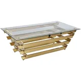 dynamic24 Couchtisch 130x70cm gold Sofatisch Glas Tisch Beistelltisch Wohnzimmertisch