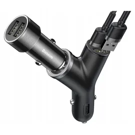 Baseus Y-Typ KFZ-Ladegerät Dual USB Zigarettenanzünder 3,1 A Schwarz